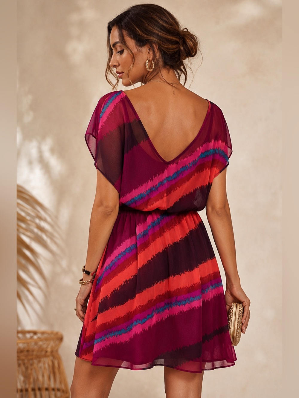 Express Pink Purple Abstract Chiffon Mini Dress Size XS - Picture 3 of 12